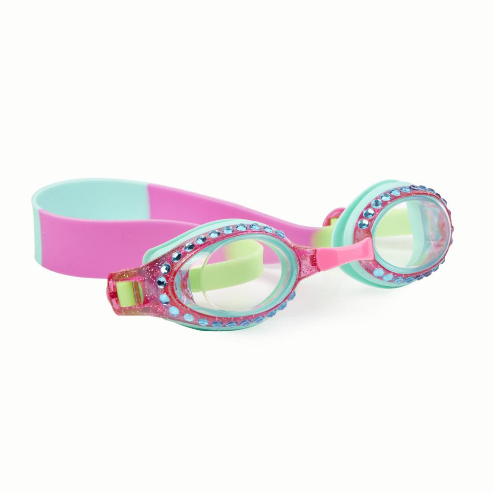 Girls Child Bling2O Fun White Round Sparkly Swim Goggle Traditional UV Anti Fog 
